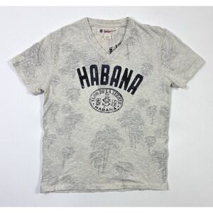 Lucky Brand Habana T-Shirt Adult Medium V-Neck Beach Palm Tree Short Sleeve